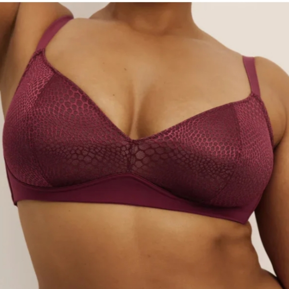 NWT Knix Lace Bra Wireless Dark Cherry